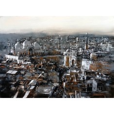 Shan Amrohvi, 30 x 42 inch, Acrylic on Canvas, Cityscape Painting, AC-SA-182